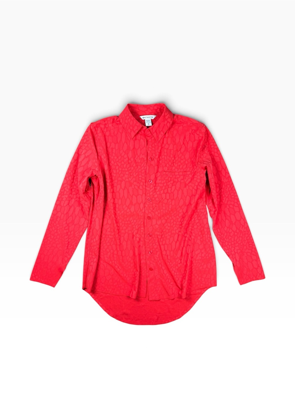 Athleta Women’s Casual Red Urbanite Textured Button-Down Blouse Animal Print XS
